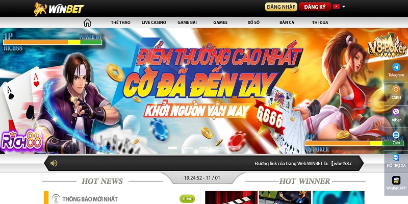 Giao diện nhà Winbet Casino