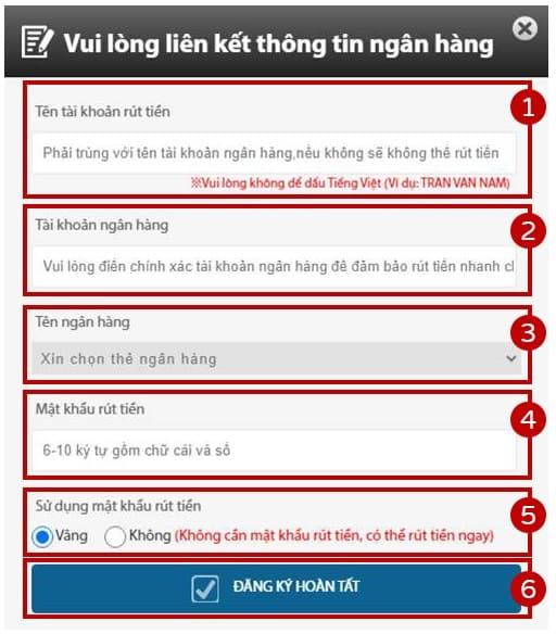 Cách tạo tài khoản cá độ bóng đá như thế nào? bước 3