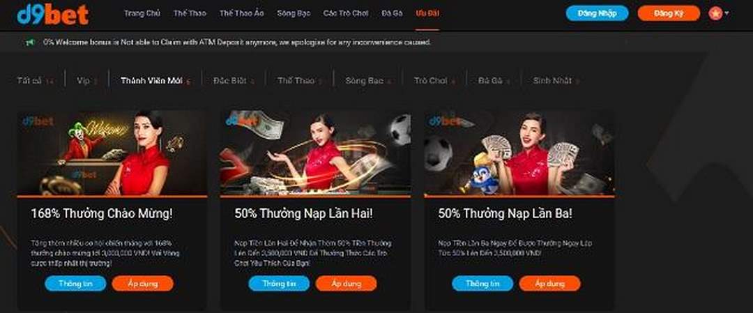 Đặt cược tại casino để nhận khuyến mãi D9bet