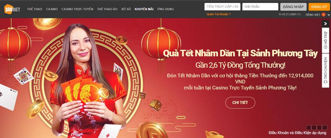 Trọn gói ưu đãi từ nhà cái 188Bet đón Tết Nguyên Đán